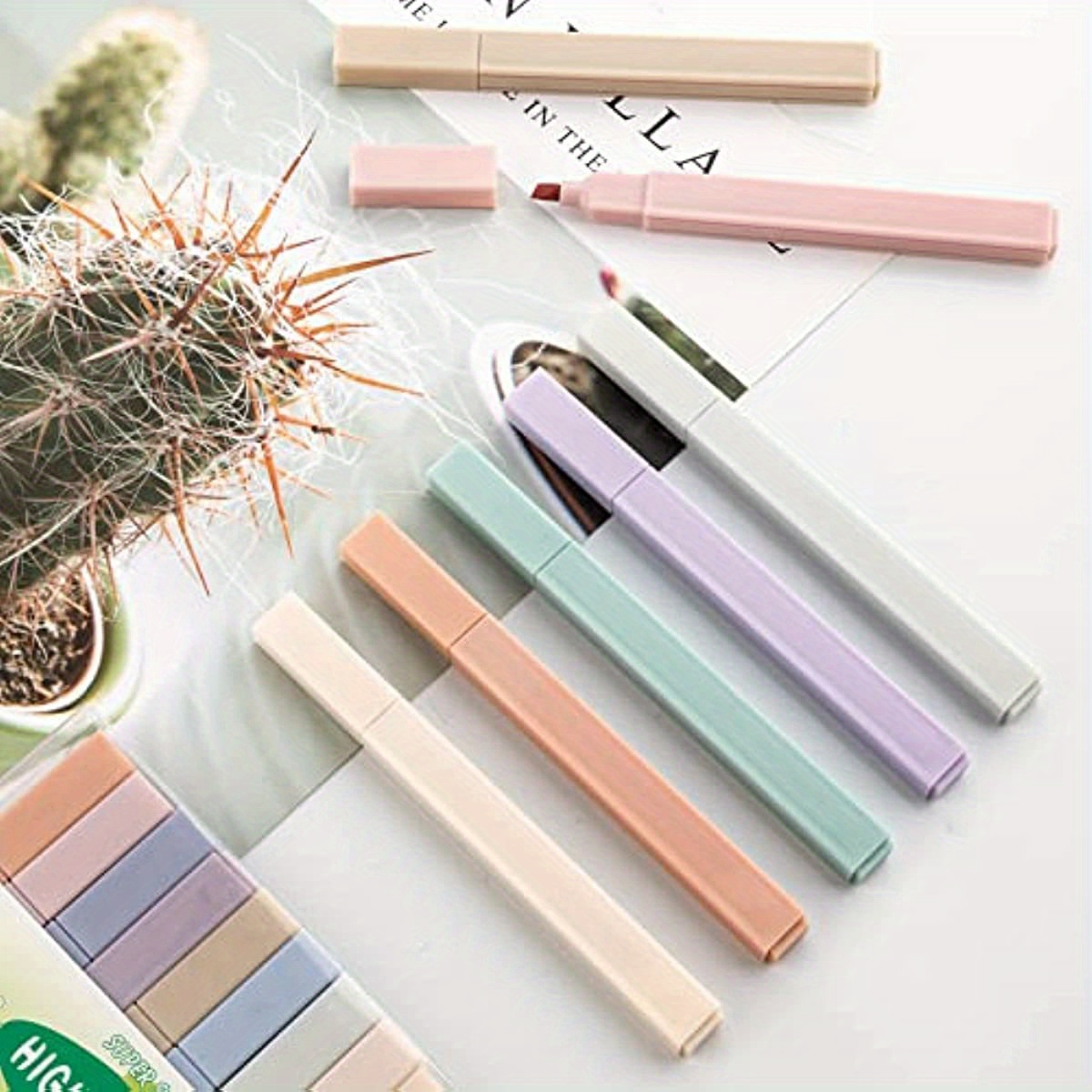 Aesthetic Highlighters Cute Assorted Colors No Bleed With - Temu