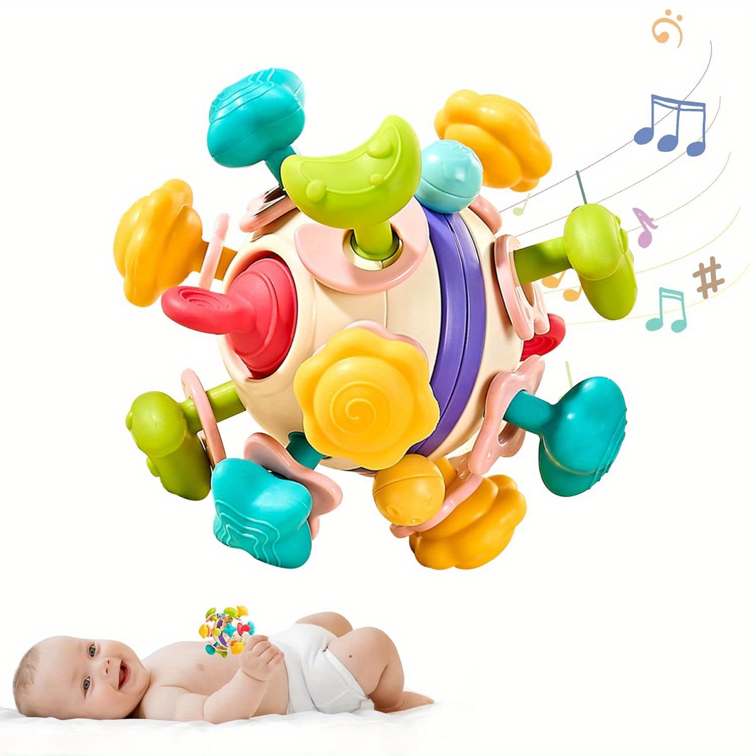  Juguetes sensoriales Montessori para bebés de 0 a 6, 6 a 12  meses, juguetes de dentición de grado alimenticio para bebés de 0, 3, 6, 9,  12, 18 meses, juguetes de desarrollo de aprendizaje para bebés : Bebés