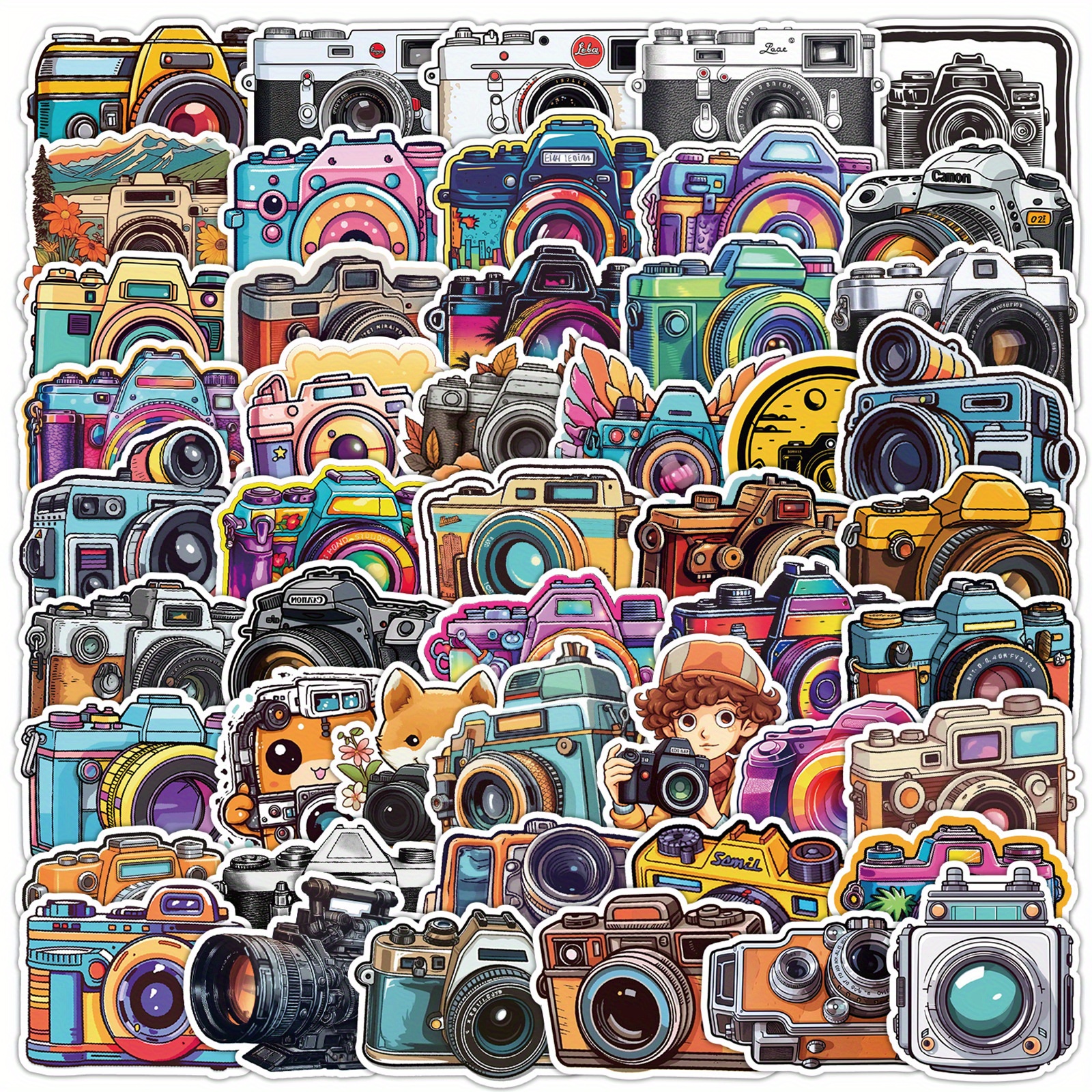 50pcs Camera Cartoon Stickers Polaroid Landscape Photo - Temu