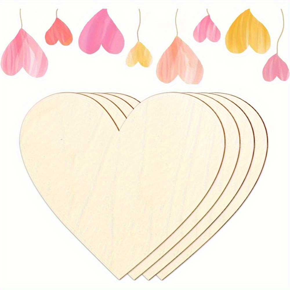 10 Pcs Unfinished Blank Wooden Hearts for Crafts,Heart-Shaped Wood