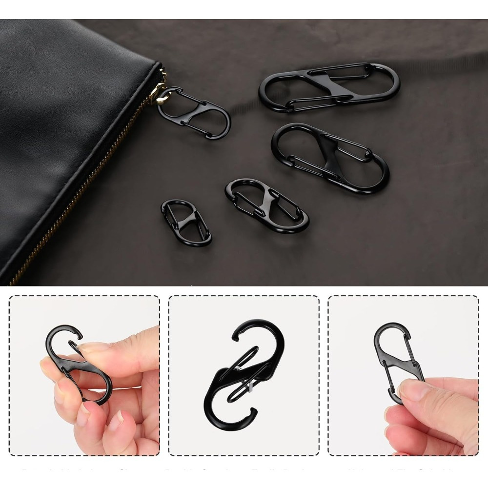 20/40pcs Anti-theft Mini Zipper Clip, Double Spring S Carabiner Zipper  Clip, Anti-theft For Luggage Camping (Black)