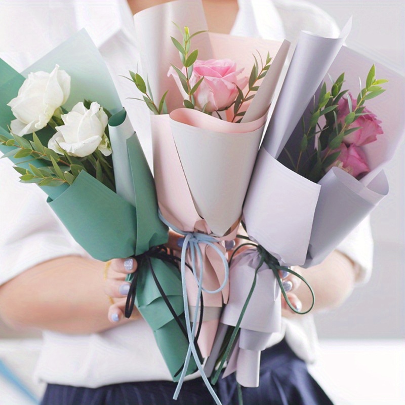20 Hojas De Papel Coreano Para Ramos Bouquet Floral 04