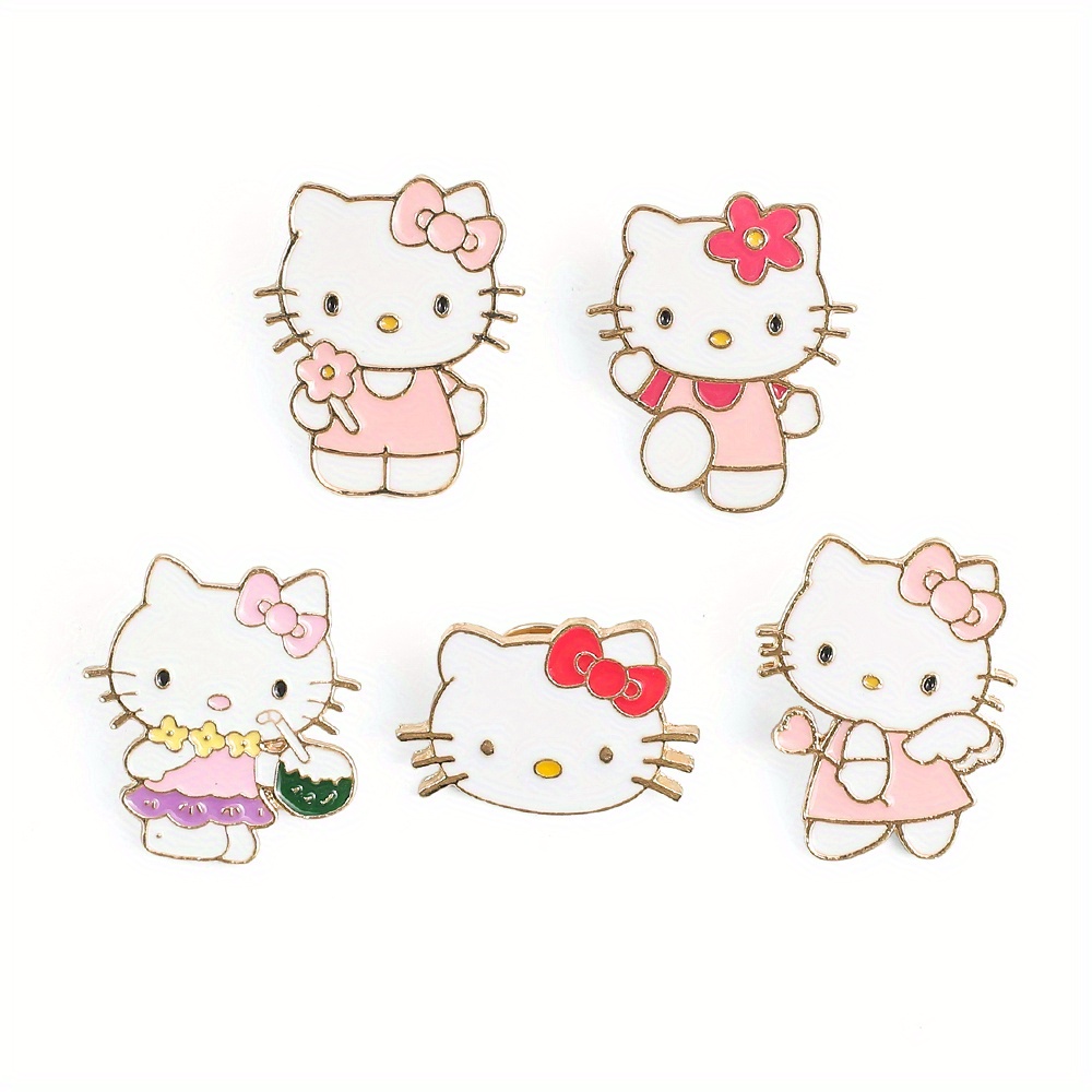 1/5pcs Series Anime Character Pins Cartoon Hello Kitty Brooches for Backpack Kawaii Cat Enamel Lapel Badges Women Accessories Gifts,$4.99,Temu