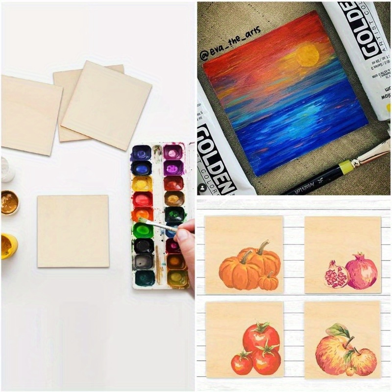 Wood Squares Square Wood Pieces For Crafts Painting Writing - Temu