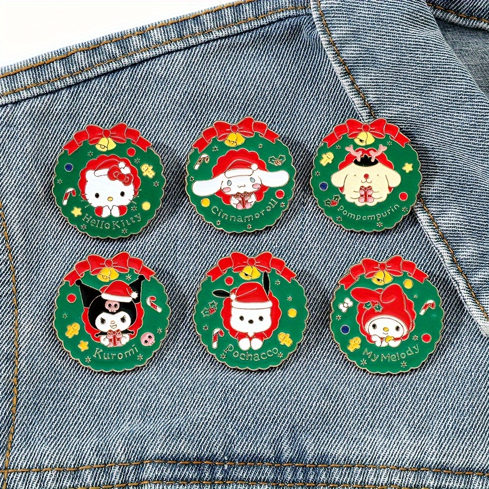 Iigen Kawaii Christmas Series Brooch for Girls, Hello Kitty My Melody Kuromi Cinnamoroll Pins for Backpack, Metal Badge Accessories,$0.99,Temu