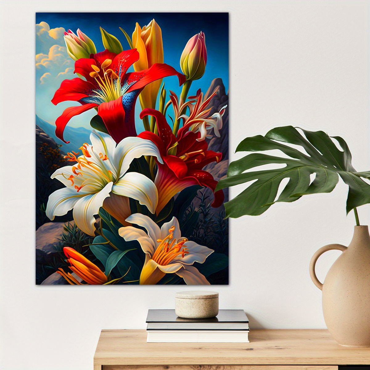 

1pc Colorful Flowers Canvas Wall Art For Home Decor, Modern Poster Wall Decor, Watercolor Canvas Prints For Living Room Bedroom Kitchen Office Cafe Decor, Perfect Gift And Decoration