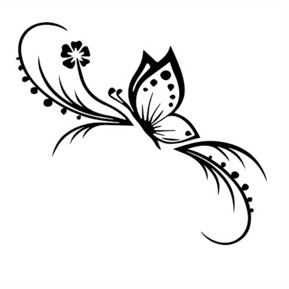 Stylish Butterfly Flower Car Sticker Decorative Floral Art - Temu