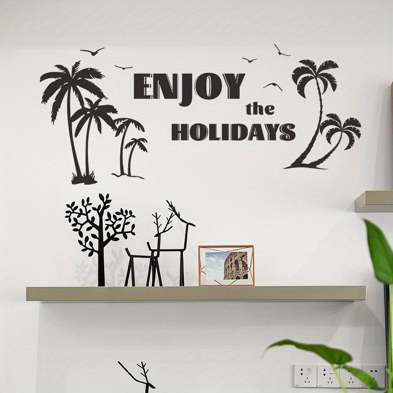 Beach Scenery Coconut Tree Wall Stickers Diy Palm Tree - Temu