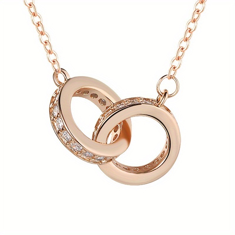 

1pc Ideal Cut Moissanite Pendant Rose Golden Mobius Double Ring Necklace Moissanite Pendant Necklace For Women Men Mom S