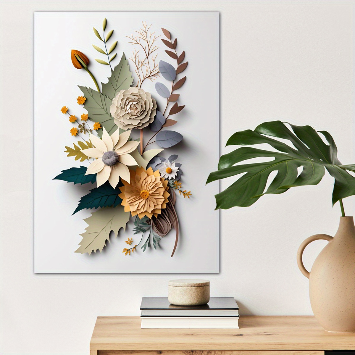 

1pc Colorful Flowers Canvas Wall Art For Home Decor, Modern Poster Wall Decor, 3d Effect Canvas Prints For Living Room Bedroom Kitchen Office Cafe Decor, Perfect Gift And Decoration