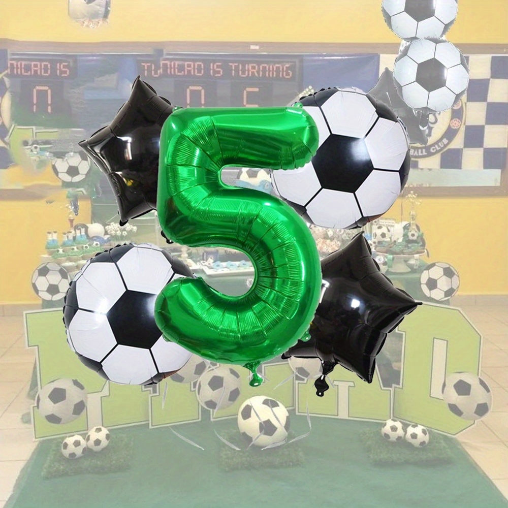 

5pcs, Football Number Foil Balloon Set, Sport Theme Party Decor, Birthday Decor, Celebration Decor, Classroom Decor, Atmosphere Background Layout, Home Decor, Indoor Decor