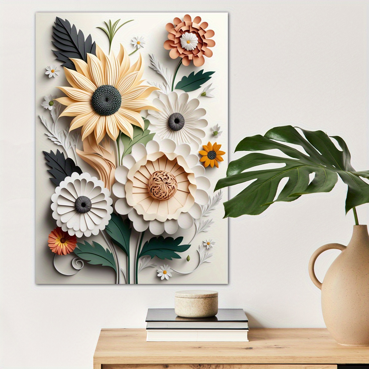 

1pc Colorful Flowers Canvas Wall Art For Home Decor, Modern Poster Wall Decor, 3d Effect Canvas Prints For Living Room Bedroom Kitchen Office Cafe Decor, Perfect Gift And Decoration