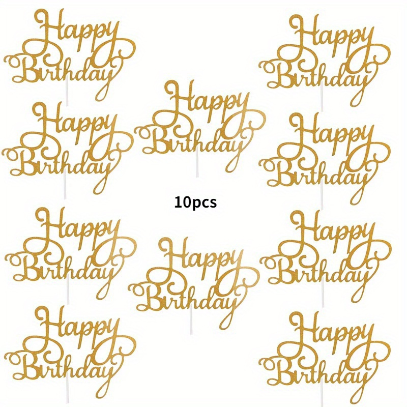 Tenpcs Sparkling Birthday Cake Topper Decoration Sign For Celebrating Birthdays, Halloween, Christmas