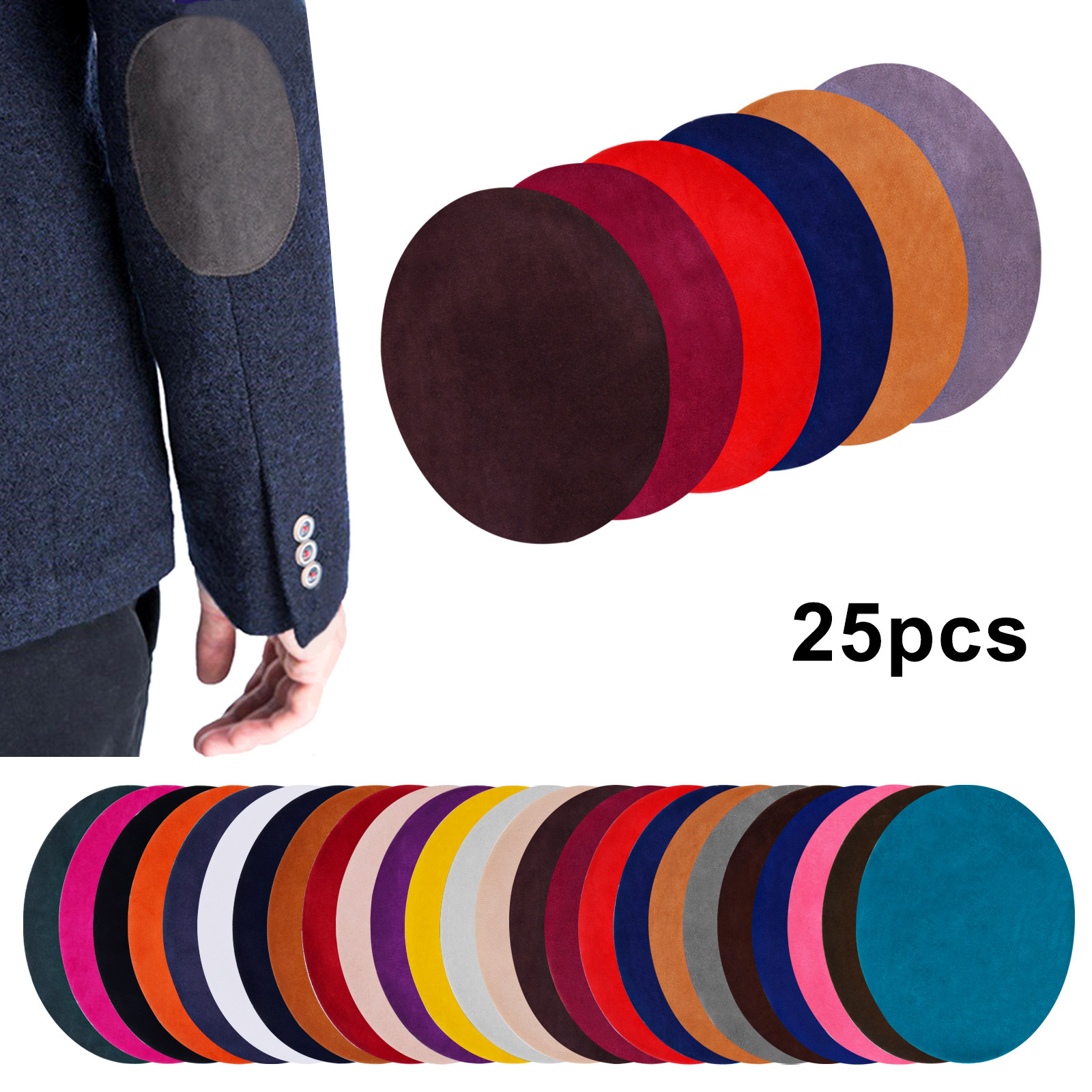 Elbow Knee Iron-on Fabric Patches Repair Patches Oval Purple 4Pcs