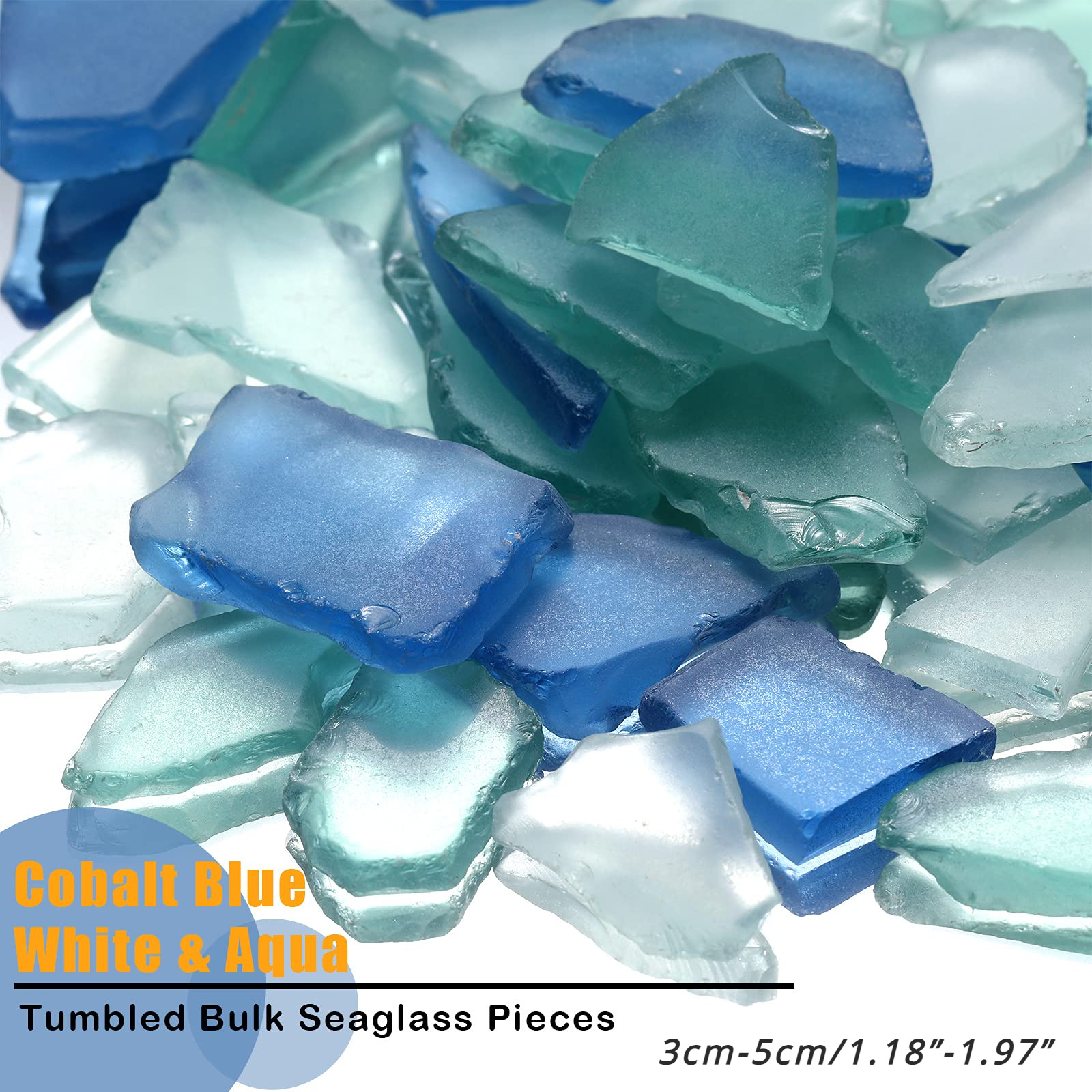 14 Oz Sea Glass For Crafts Sea Glass Pieces Decor Flat Frosted Vase Filler  Crushed Beach Wedding Party Decor Home Aquarium Decor Blue White Green