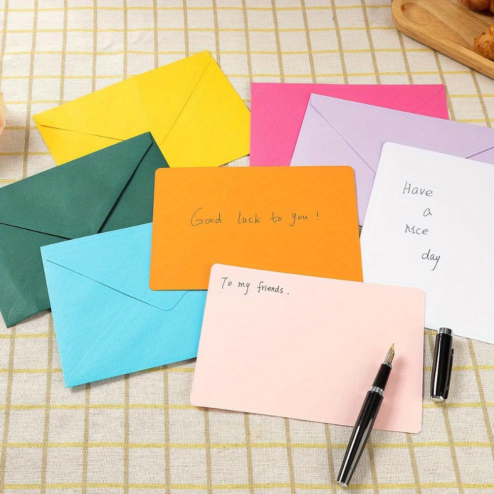 Wishop A7 Colorful Envelopes and Blank Cards 24 Pieces A7 Envelopes and 24 Pieces 5x7 Colorful Flat Cards for Weddings, Invitations, Birthday, Baby