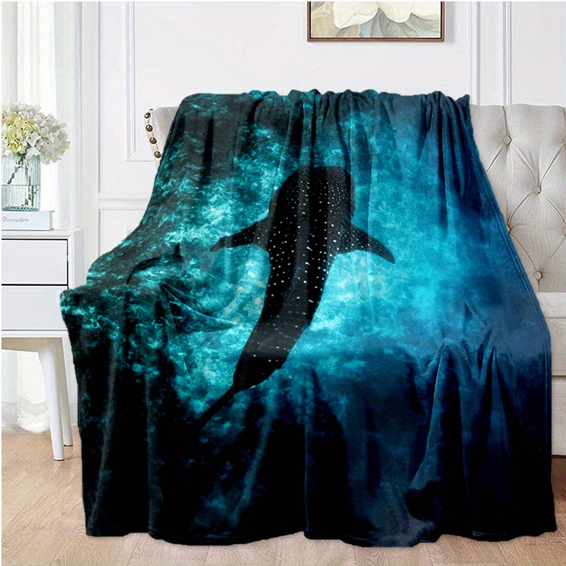 

1pc Shark Flannel Blanket For All Season, Cozy Warm Soft Blanket For Travelling