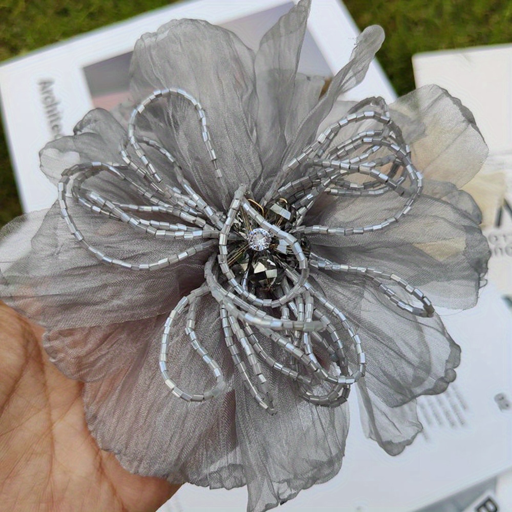 1pc Handmade Large Flower Beaded Organza Flower Wedding Dress Suit Decoration