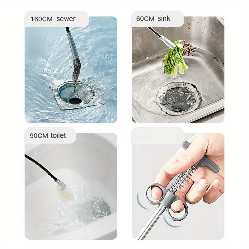 1pc Drain Unclog, Cleaner, Clogged Pipe, Suitable For Sewer, Toilet,  Kitchen Sink, Bathroom And Bathtub Cleaning Tool