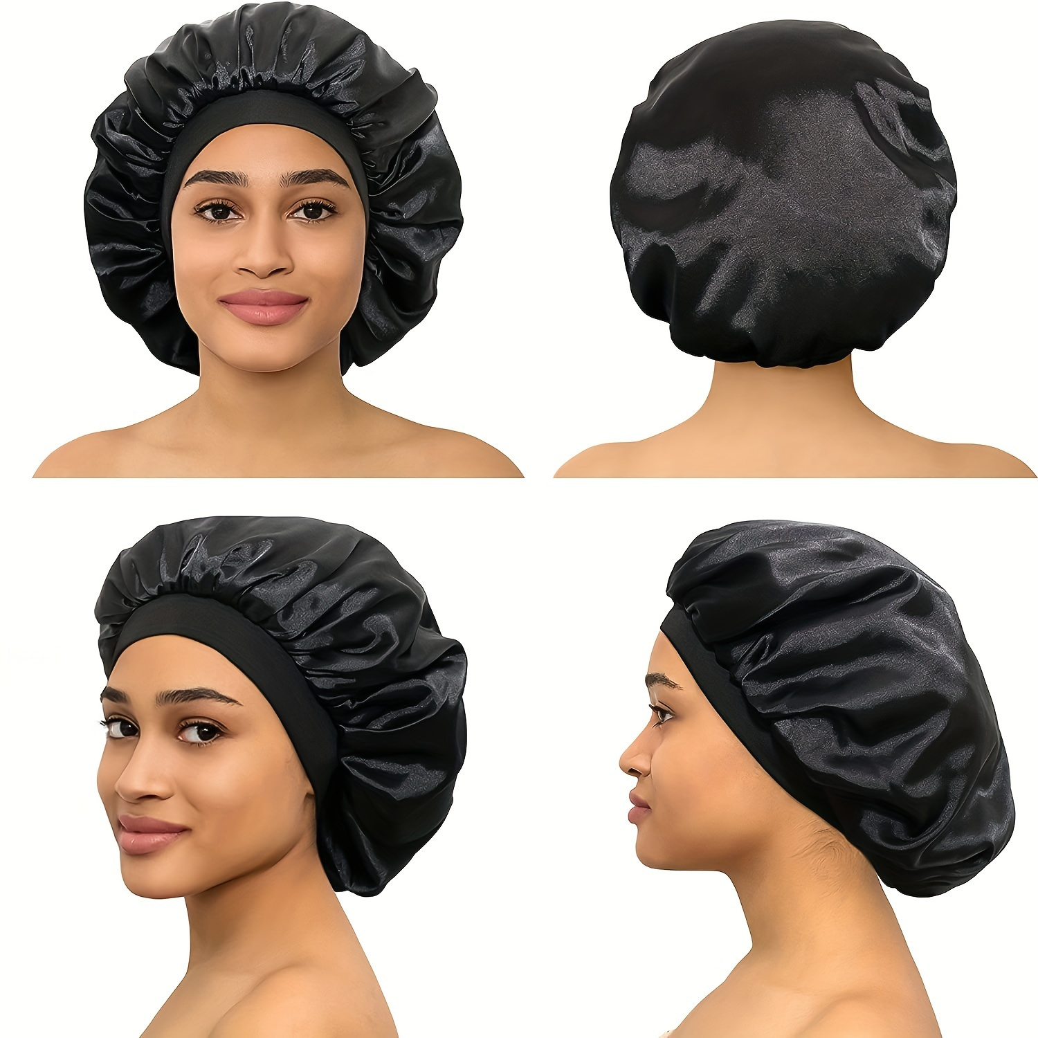 Acheter Grand chapeau en Satin, bonnet de nuit en soie, Long chapeau en  Satin avec bandeau, adapté aux cheveux bouclés des femmes, 1 pièce