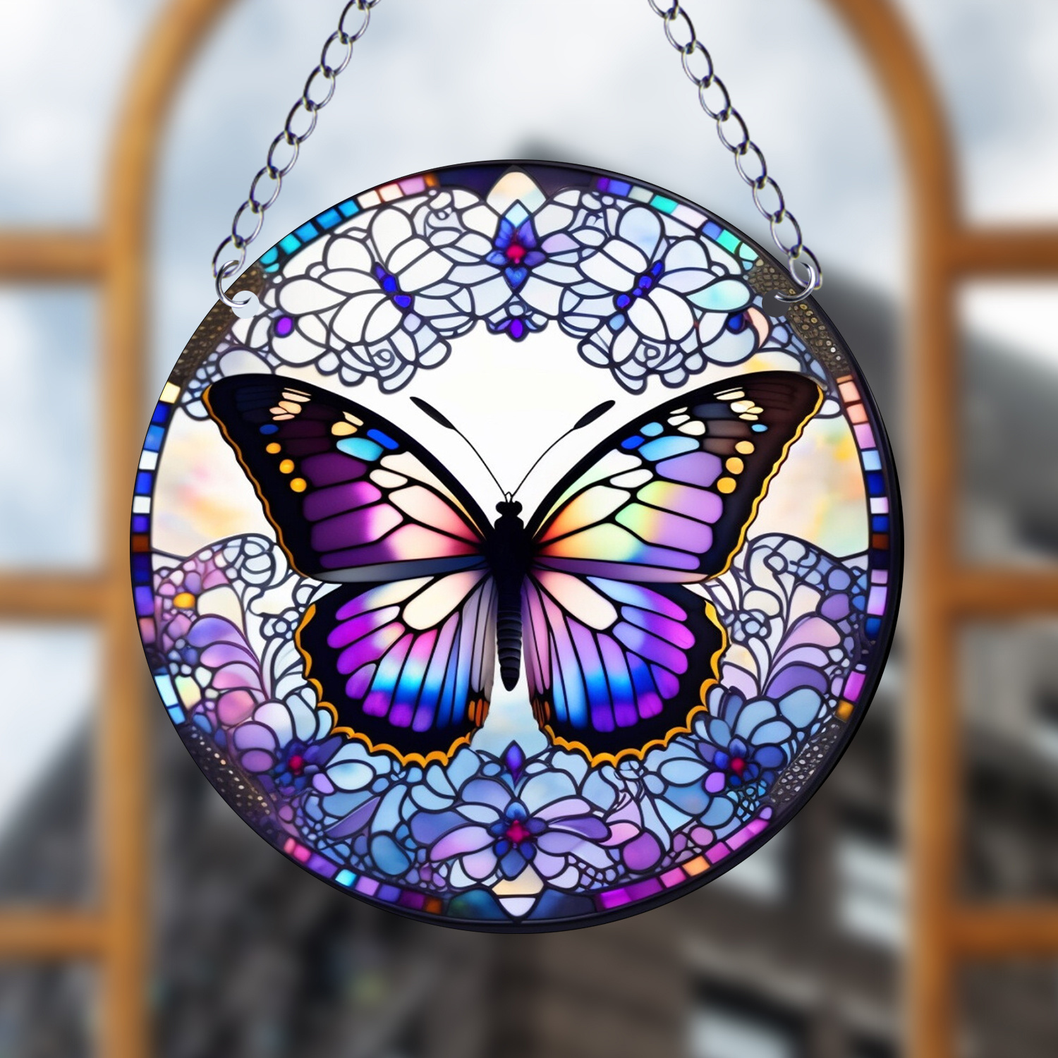 Stained Glass Window Film Flowers Butterfly Birds Static - Temu Canada
