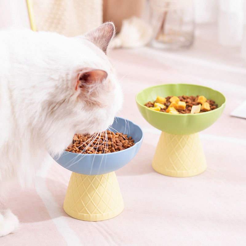 Ice Cream Design Raised Cat Feeder Bowl Elevated Plastic Cat Temu