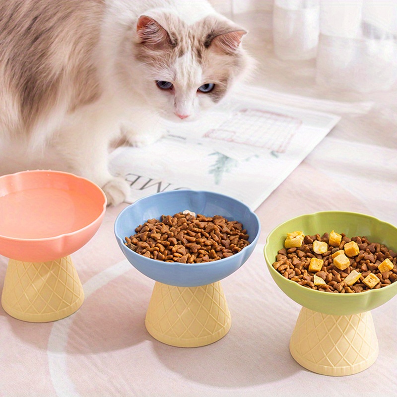 Ice Cream Design Raised Cat Feeder Bowl Elevated Plastic Cat Temu