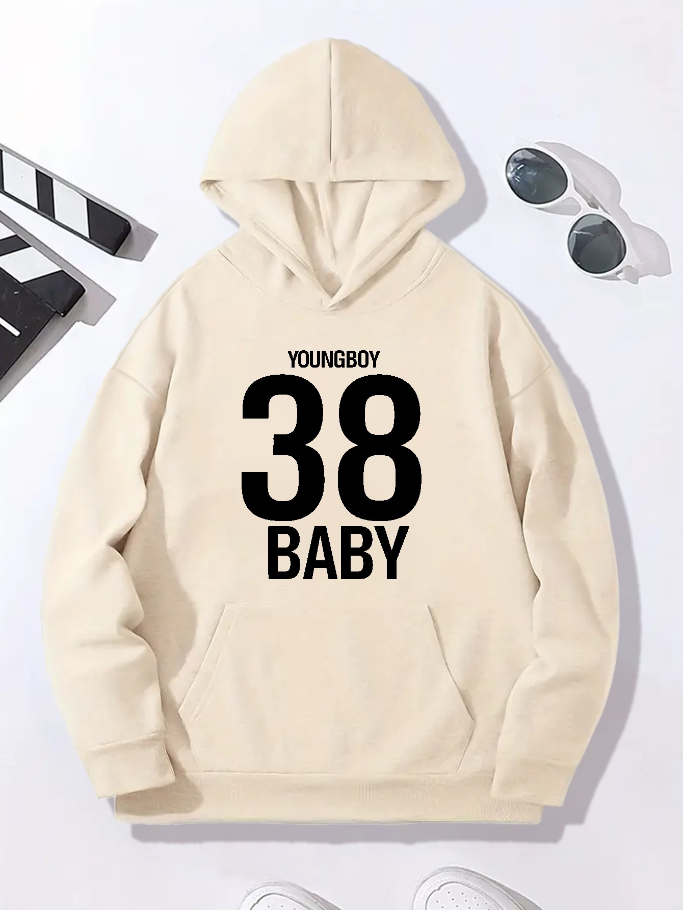 Men s Stylish Loose 38 Baby Pattern Hoodie Pockets Casual Temu