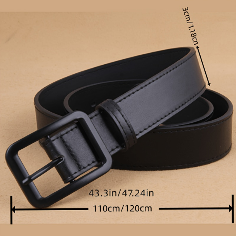 Classic Black Buckle Belt Unisex Pu Leather Belt Outdoor - Temu Canada