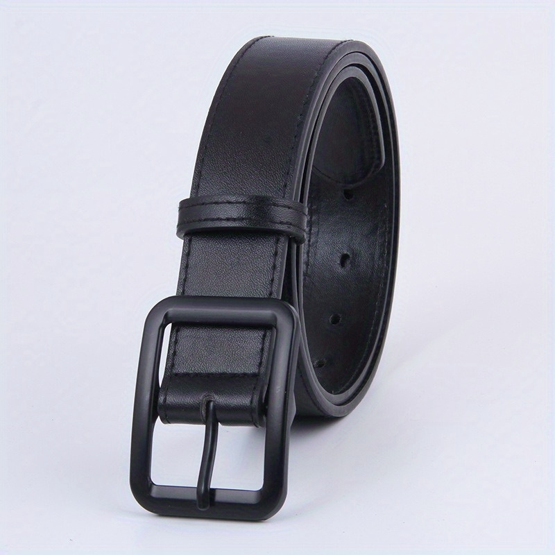 Classic Black Buckle Belt Unisex Pu Leather Belt Outdoor - Temu Canada