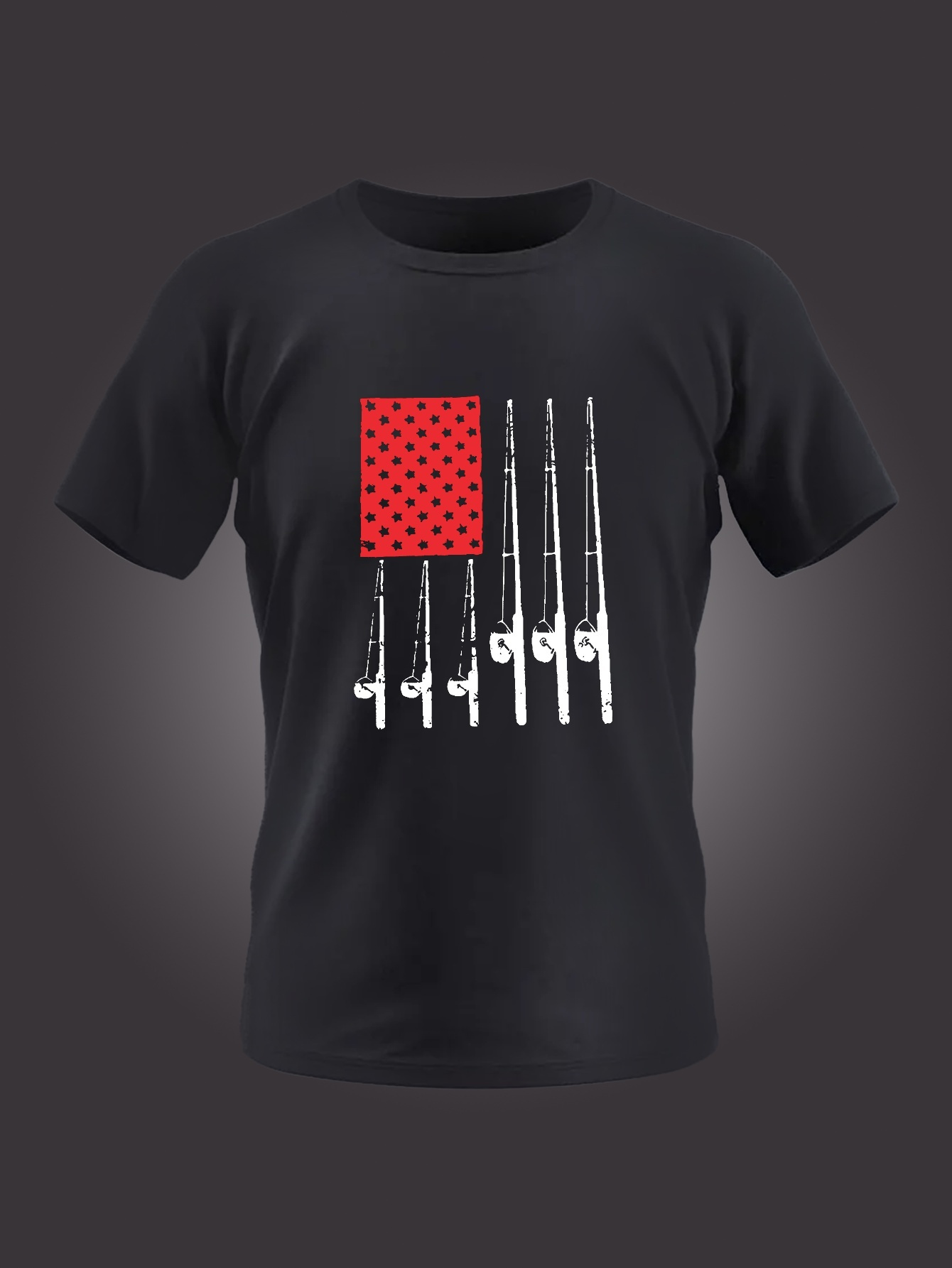 Fishing Rods Flag Print T Shirt Tees Men Casual Short Sleeve - Temu