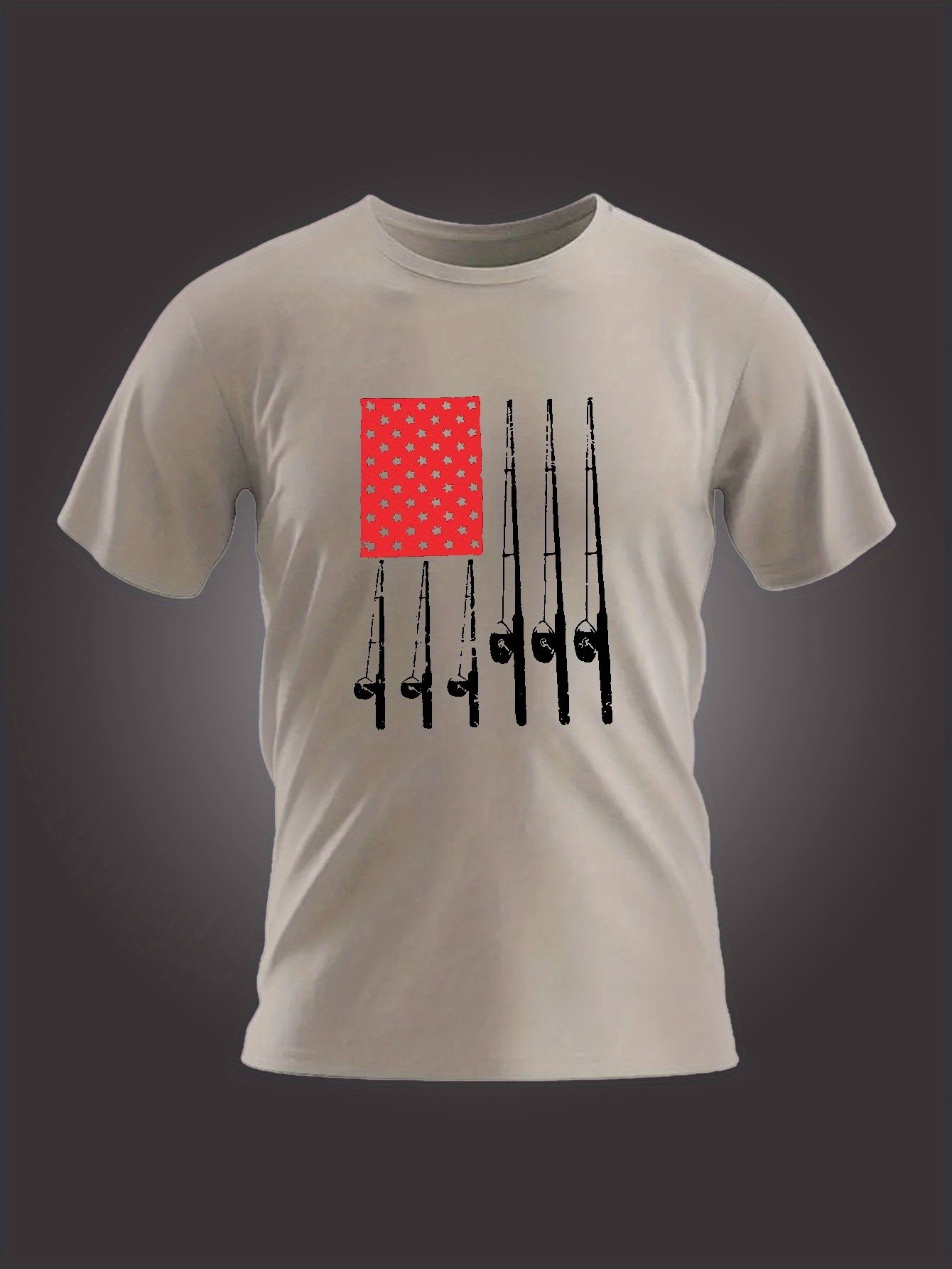 Fishing Rods Flag Print T Shirt Tees Men Casual Short Sleeve - Temu