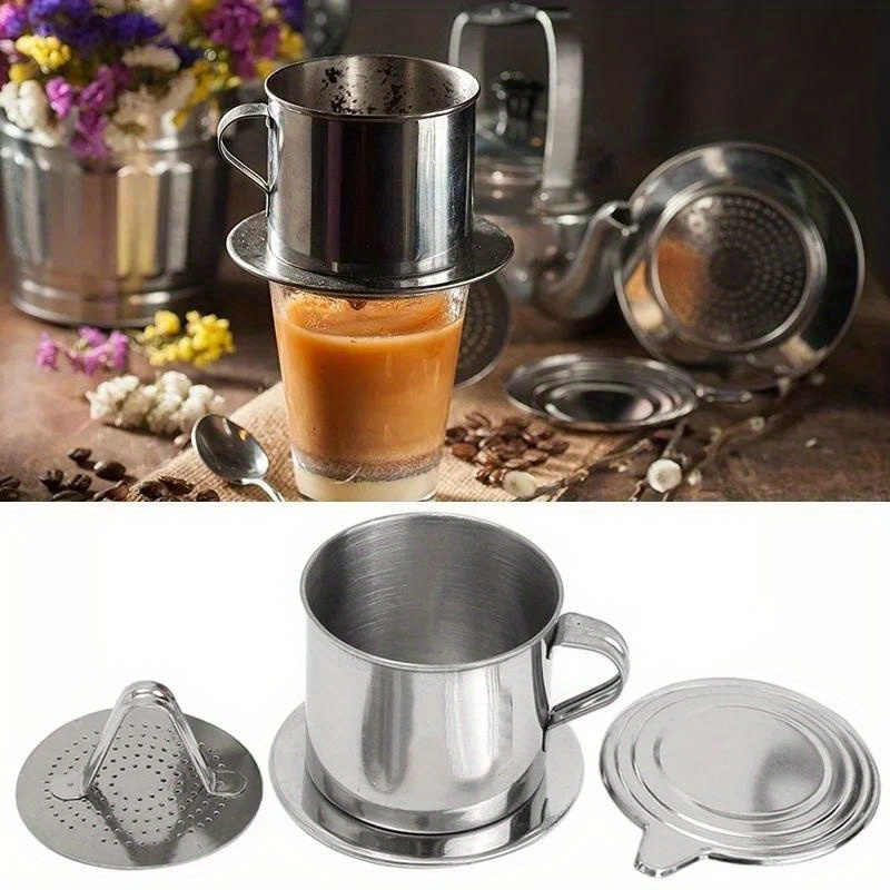 vietnamese style stainless steel coffee dripper portable easy to   for home office or travel details 0