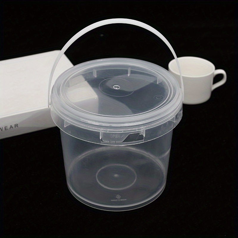 Small Clear Plastic Bucket Container with Lid for Food Grade