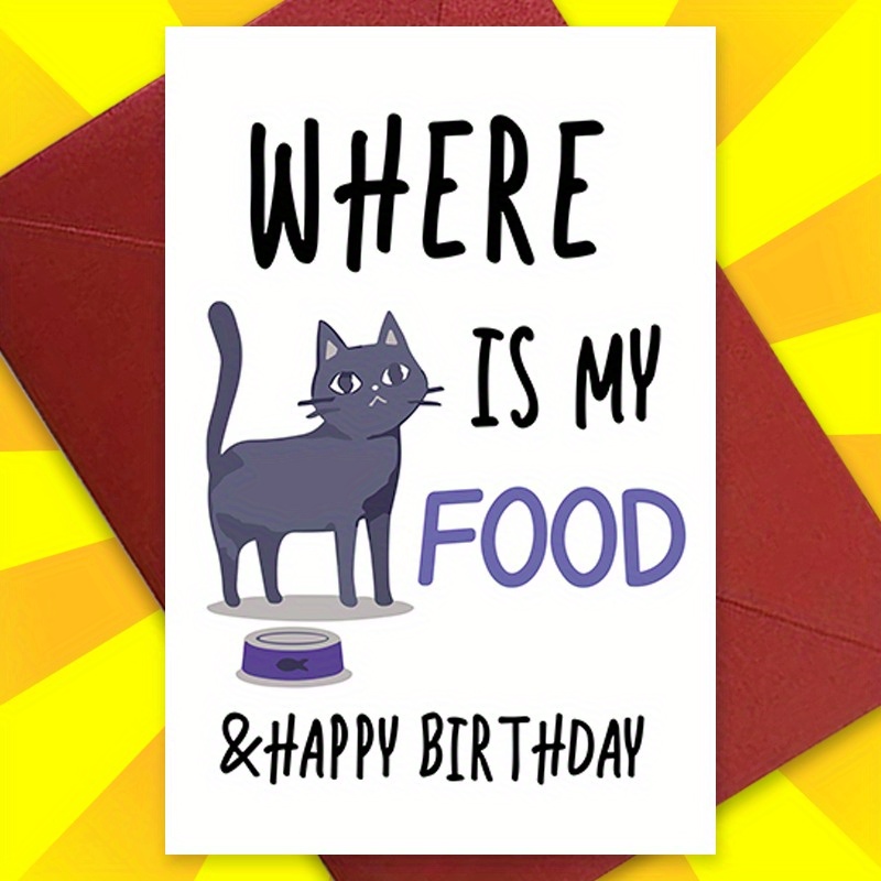 Funny Cat Birthday Card - Temu