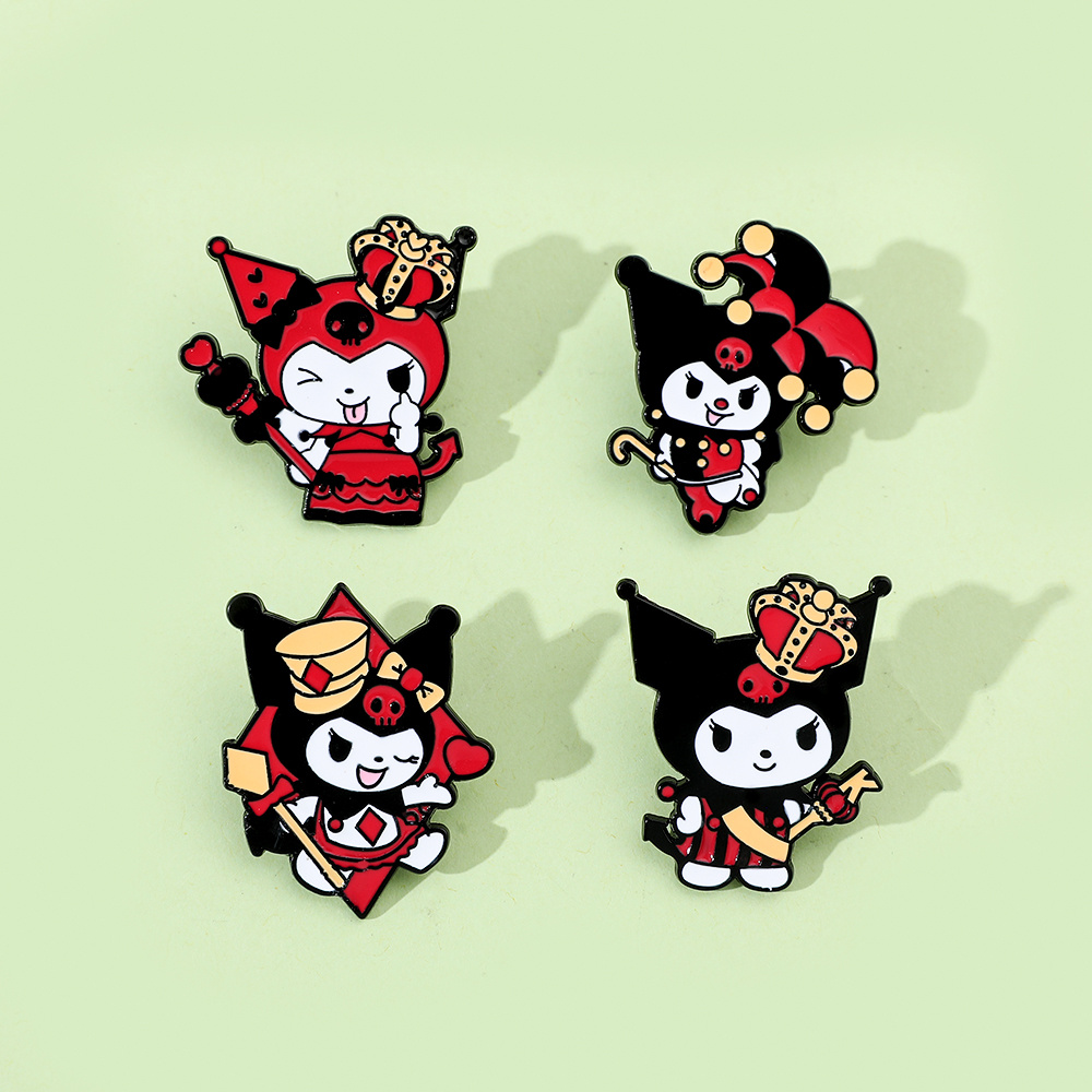 Cute Funny Sanrio Kuromi Enamel Pins Clown Magician Queen Kuromi Brooch for  Women Halloween Badge Accessories