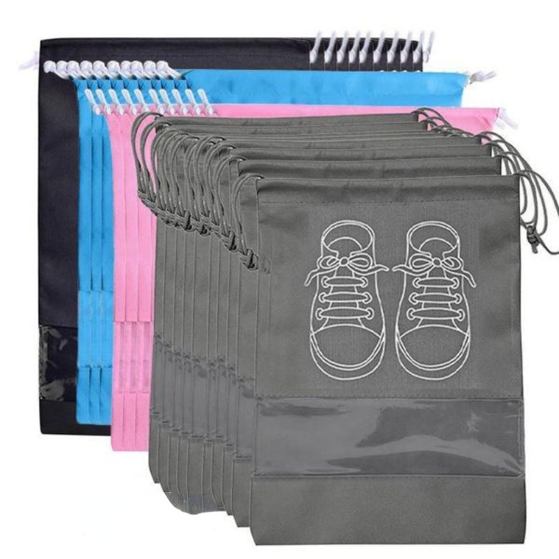 14 bolsas transparentes para zapatos con cuerda para almacenamiento de  viaje, bolsas grandes transparentes con cordón, bolsas de plástico  portátiles