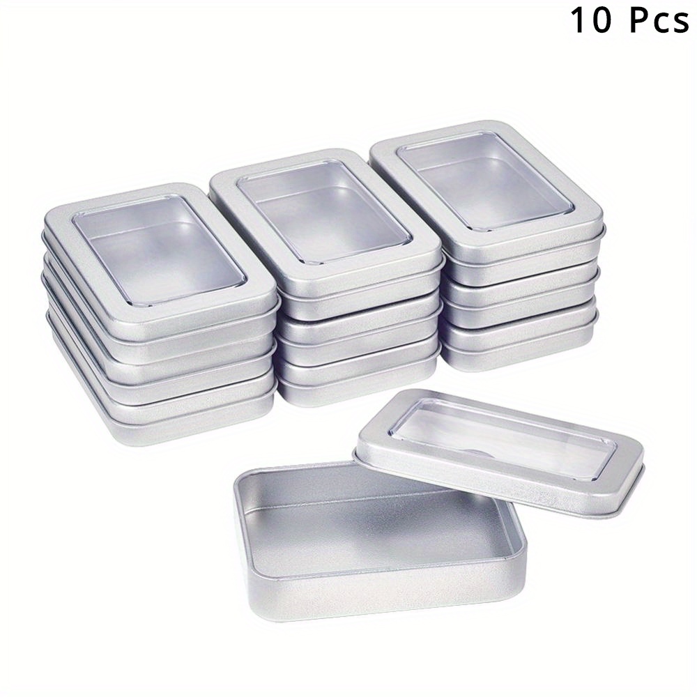 9pcs Small Metal Tin Box, Metal Hinged Tin Box Container, Mini