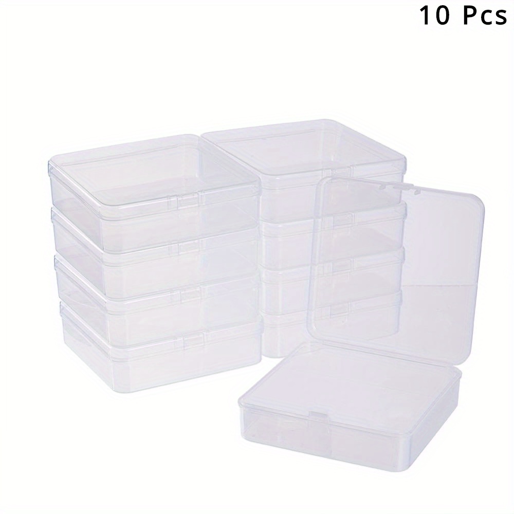 24 Pcs Mixed Sizes Small Plastic Box Rectangular Mini Clear Plastic Storage Containers Plastic Beads Storage Containers Empty Case Organizer with Hing