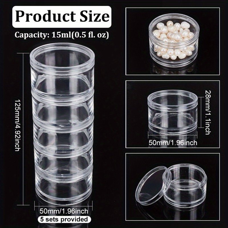 Stackable Round Plastic Container 1 Column 5 Layers Clear - Temu