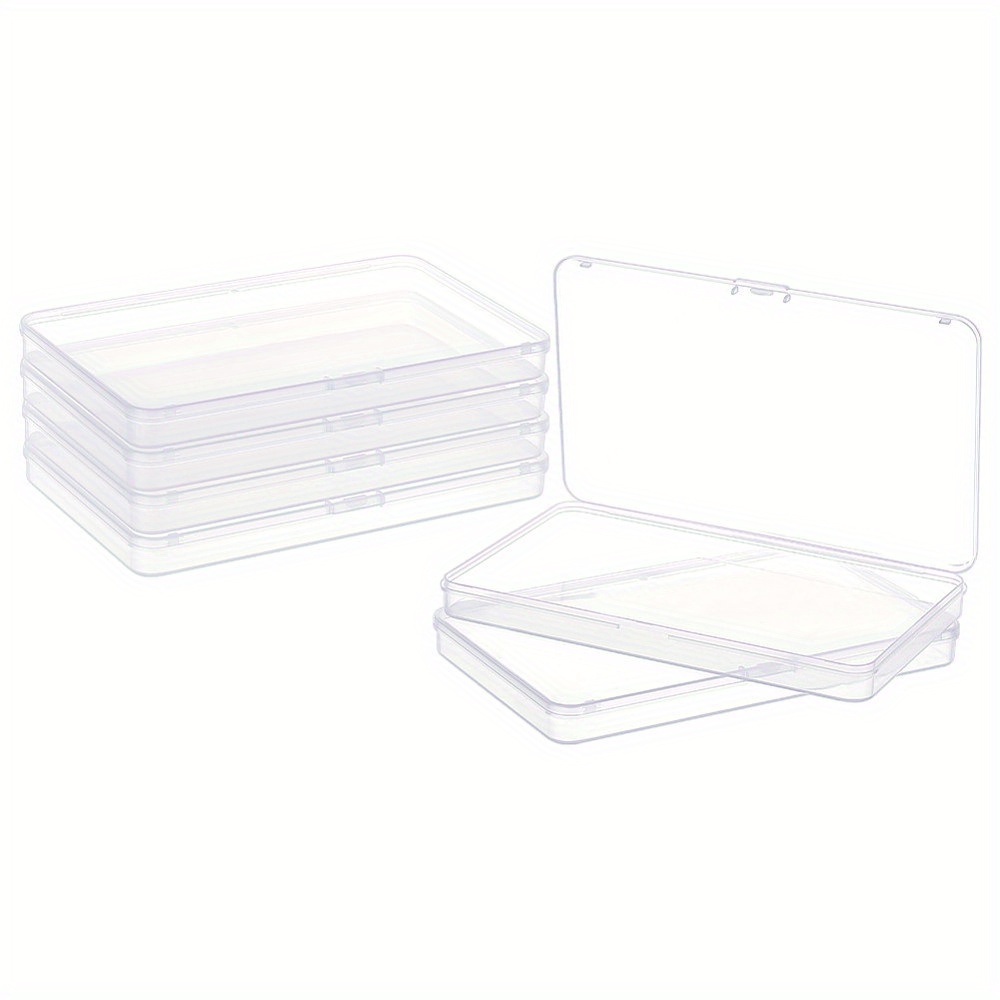 6pcs Clear Plastic Storage Box, Rectangle Storage Container Box, Flip  Organizer With Hinged Lid, For Jewelry Beads Photos Cards DIY Crafts  Accessories