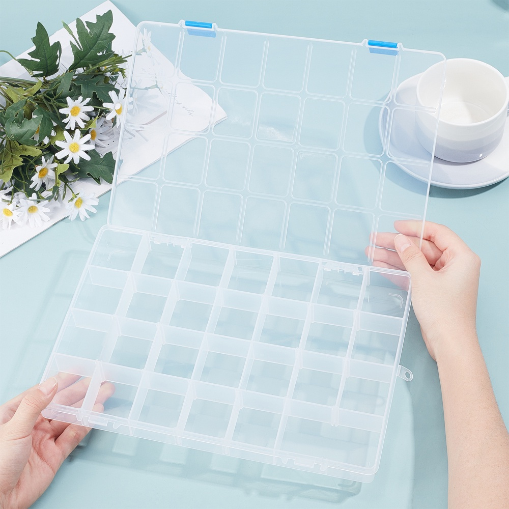 Pp Plastic Clear Storage Box Rectangle Bead Storage - Temu