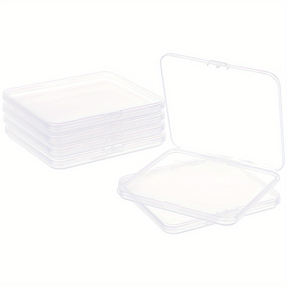 6pcs Clear Plastic Storage Box, Transparent Flat Storage Container,  Rectangle Jewelry Bead Organizer, 4.92x4.53x0.45inch