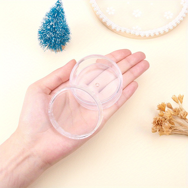 Plastic Clear Round Box Small Bead Container Portable - Temu