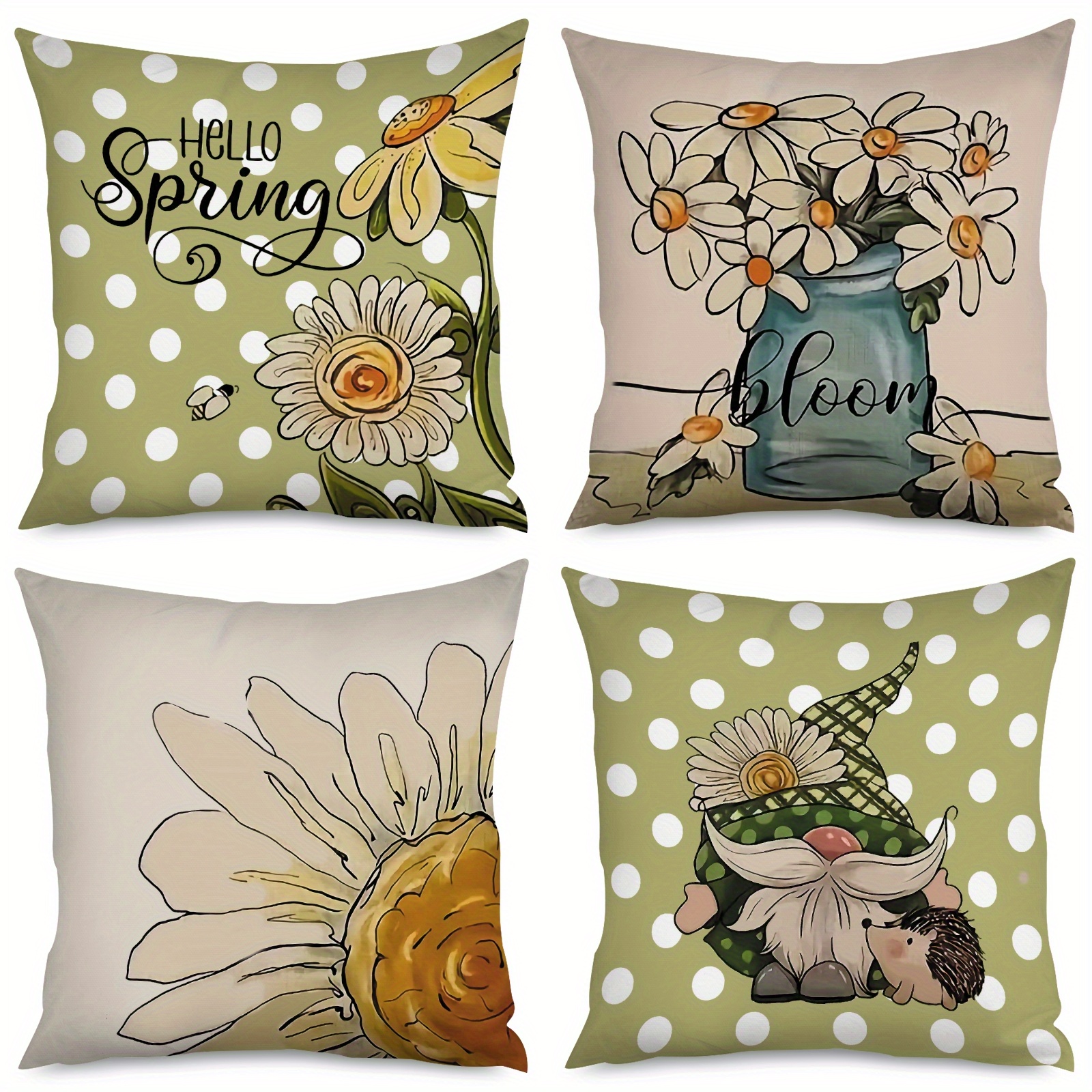 Velvet Spring Flower Cushion Covers