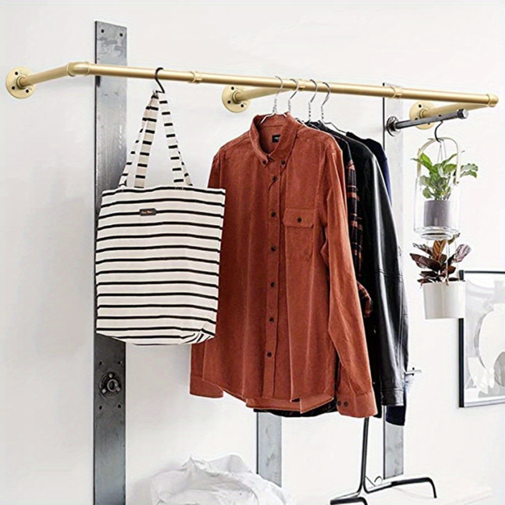 Estante para barra de ropa montado en la pared, estante de ropa comercial,  colgador resistente para colgar ropa, organizador multifuncional para