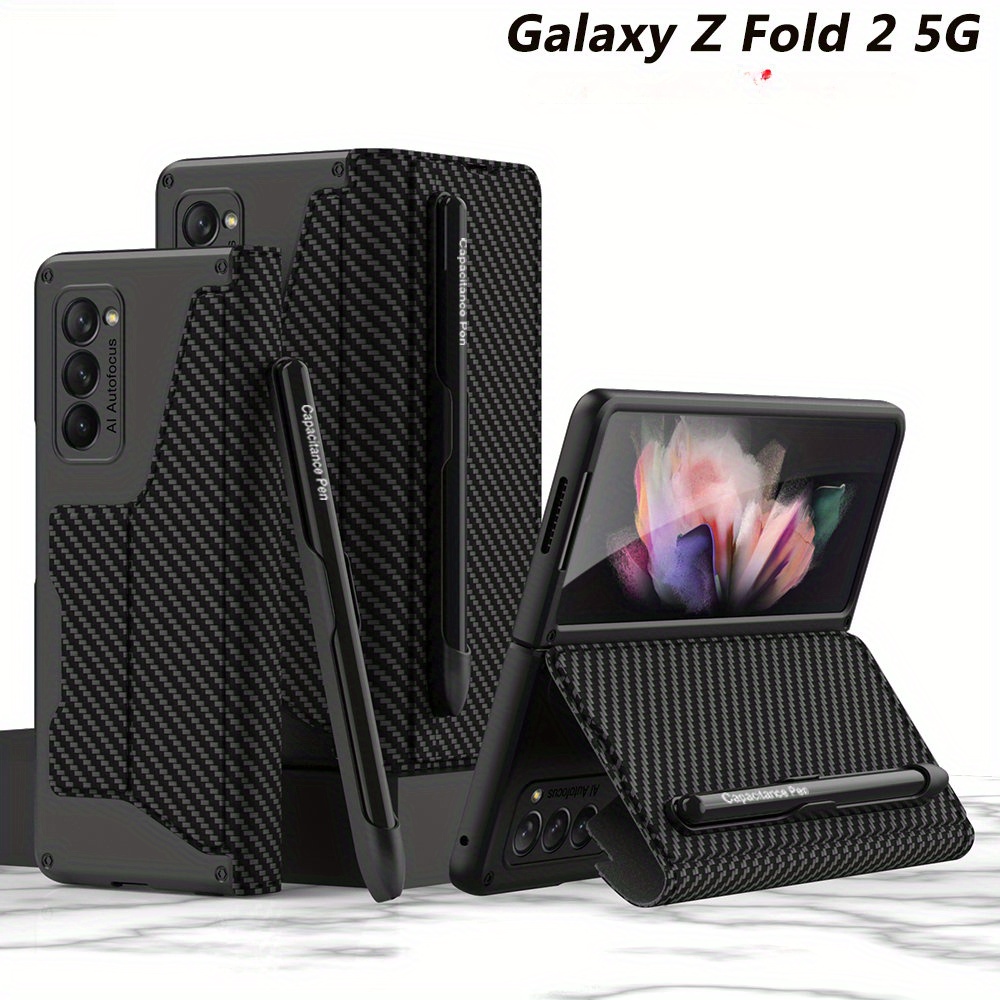  Funda para Galaxy Z Fold 5 con soporte, [con protector de  pantalla] [protección de lente] Funda de piel sintética suave Z Fold 5 para  mujeres y hombres, cubierta de cuerpo completo