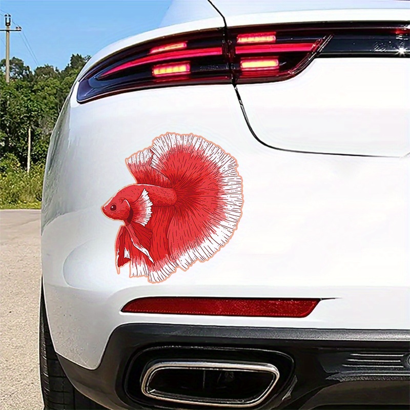 Red And White Betta Fish Car Sticker For Laptop Bottle Truck Phone  Motorcycle Van SUV Vehicle Paint Window Wall Cup Fishing Boat Skateboard