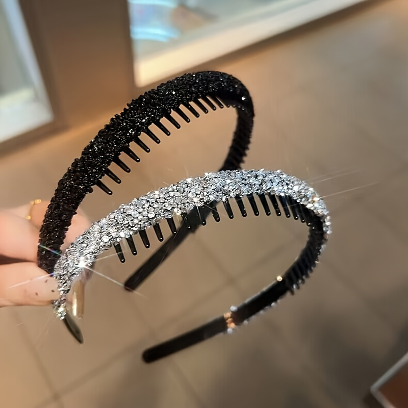 

1pcs Shiny Rhinestone Decor Headband With Teeth, Non Slip Hair Hoop, All Match Hair Styling Accessories