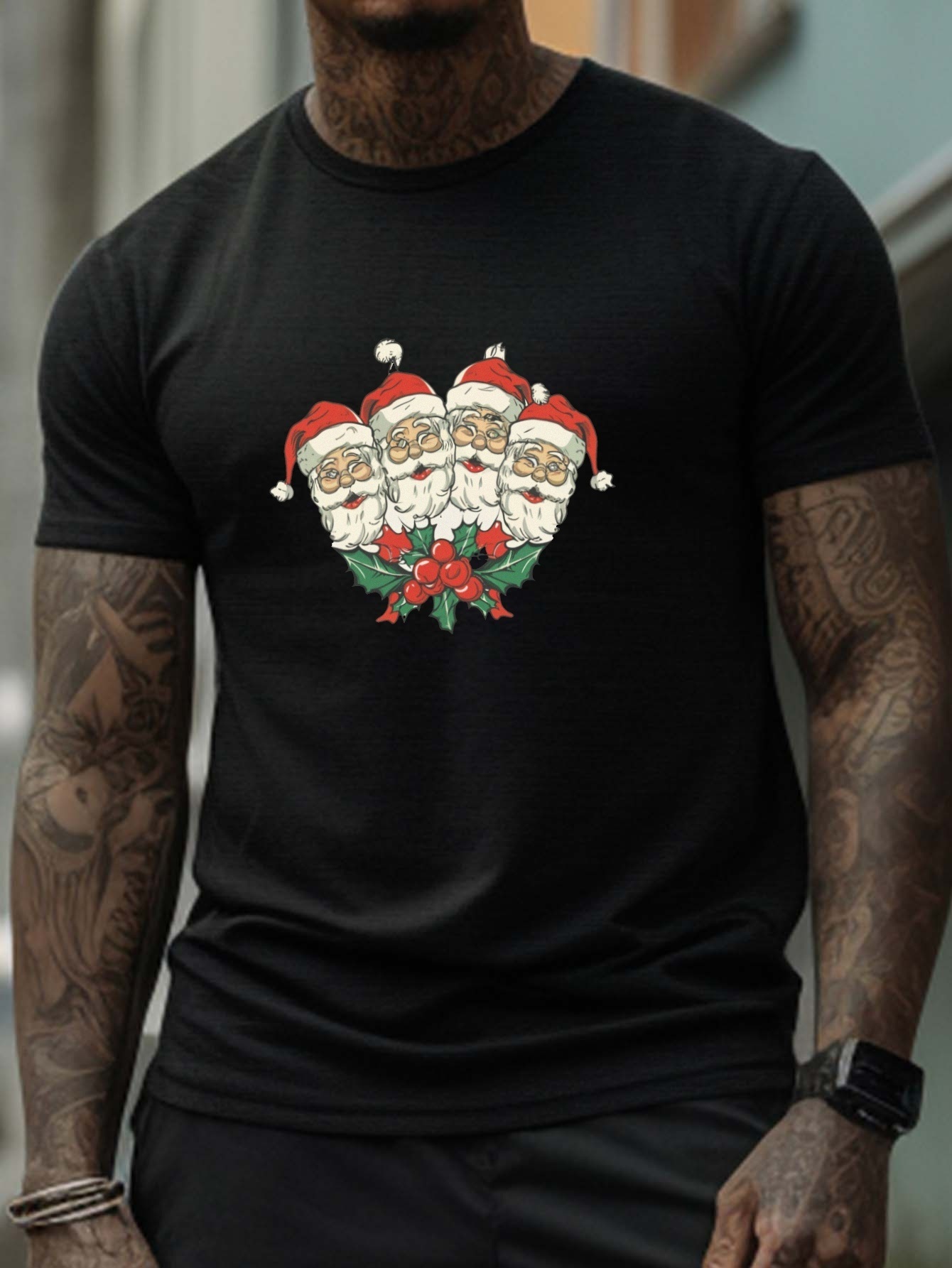 Plus Size Men's T shirt Funny Santa Claus Graphic Print Tees